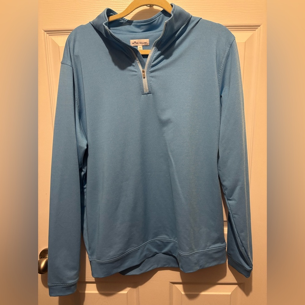 Peter Millar Light Blue Quarter-Zip Pullover